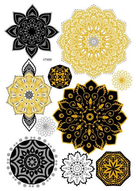 Luxury Metallic Temporary Tattoo Gold Silver Flower Sticker Long Lasting Gold Design For Womens - STEVVEX Beauty - 103, 3D Tattoo, Arm Tattoo, Beauty, Big Flowers Tattoo, Big Tattoo, Body Tattoo, Colorful Tattoo, Crystal Tattoo, Fashion Tattoo, Girls Tattoo, Glitter Tattoo, Gold Tattoo, Leg Tattoo, Luxury Tattoo, Stylish Tattoo, Tattoo, Waterproof Tattoo, Wedding Tattoo, Women Tattoo, Womens Tattoo - Stevvex.com