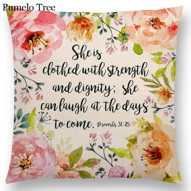 Newest Floral Quotes Decorative Pillow Covers Fresh Flowers Garland Inspirational Words Decorative Cotton Linen Throw Pillow Cushion Covers And Gifts For Women Daughter Mum Best Friend Birthday Home Decorations