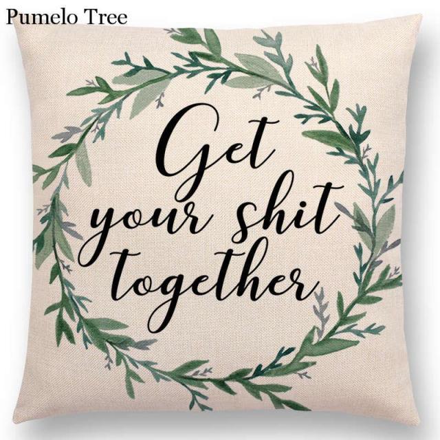 Newest Floral Quotes Decorative Pillow Covers Fresh Flowers Garland Inspirational Words Decorative Cotton Linen Throw Pillow Cushion Covers And Gifts For Women Daughter Mum Best Friend Birthday Home Decorations