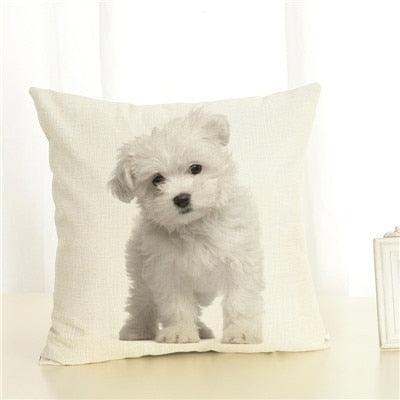 Cute Pet Dog Printed Cushion Cover Linen Pillow Cover Decorative Throw Pillow Cover For Sofa Chair Home