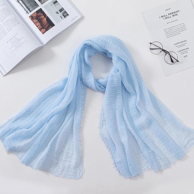 Long Soft Cotton Lightweight Crinkle Hijab Scarf Elegant Headscarf Head Wrap Islamic Head Wraps Hijab For Women 70*175cm