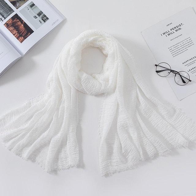 Long Soft Cotton Lightweight Crinkle Hijab Scarf Elegant Headscarf Head Wrap Islamic Head Wraps Hijab For Women 70*175cm