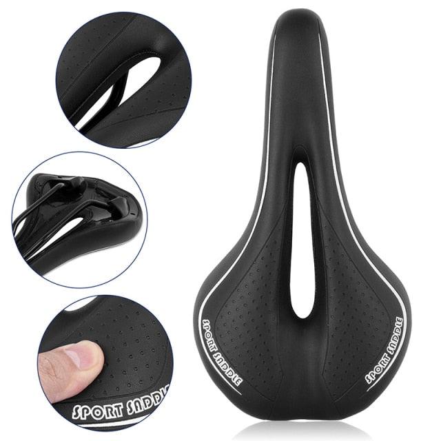 Breathable Silicone Cushion Seat PU Leather Surface Silica Filled Gel Comfortable Shockproof Bicycle Saddle Padded Professional Waterproof Road Bike Saddle For Men