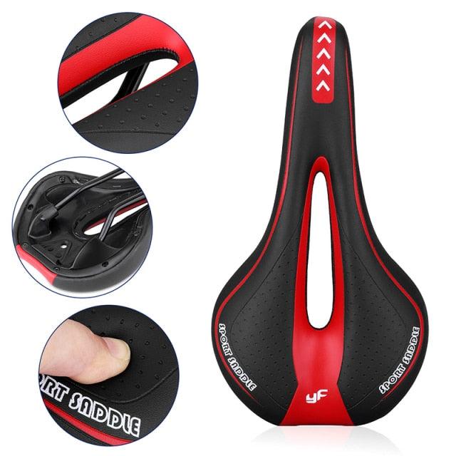 Breathable Silicone Cushion Seat PU Leather Surface Silica Filled Gel Comfortable Shockproof Bicycle Saddle Padded Professional Waterproof Road Bike Saddle For Men