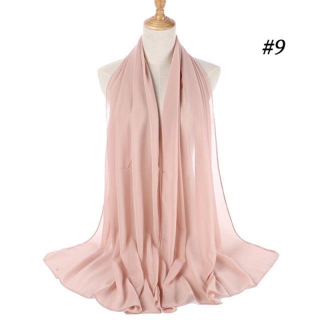 Long Lightweight Soft Solid Color Chiffon Scarfs Muslim Headscarf Hijab Scarf Shawls Wraps Hijab For Women 70*180cm