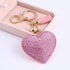 Cute Leather Heart Tassel Key Holder Metal Crystal Key Chain Keyring Rhinestone Heart Shape Keychains Glitter Crystal Heart Tassel Keychains Charm Keychain Bag Auto Pendant Gift