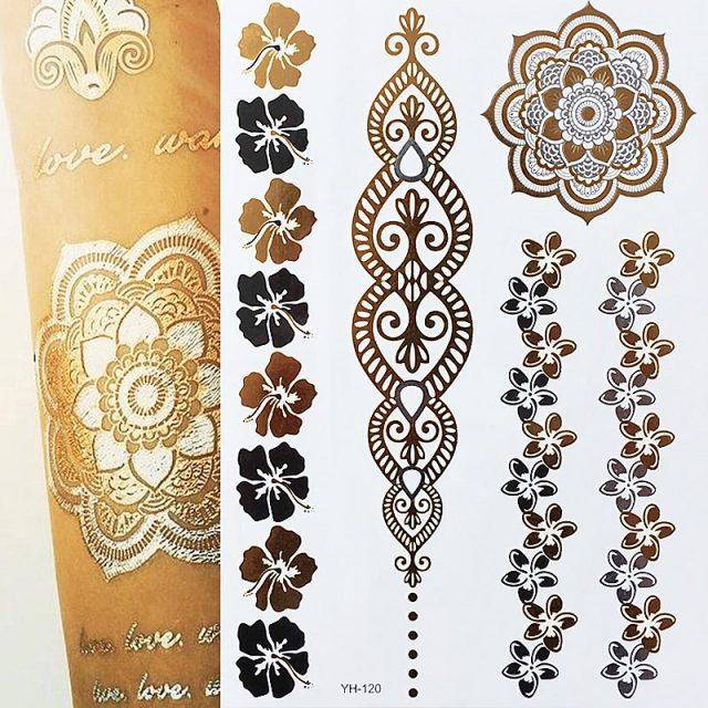 Body Tattoo Art Painting Stickers Glitter Gold Silver Temporary Waterproof Nontoxic Long Lasting Tattoos - STEVVEX Beauty - 103, Beauty, Body Tattoo, Fashion Tattoo, Gold Tattoo, Luxury Tattoo, Mens Tattoo, Silver Tattoo, Stylish Tattoo, Tattoo, Waterproof Tattoo, Womens Tattoo - Stevvex.com