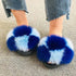 Summer Women Fox Fur Slippers Indoor Slides Fashion Flip Flops Casual Sandals Furry Fluffy Plush Slides Lightweight House Slippers Fluffy Sandals Outdoor Indoor Women Shoes