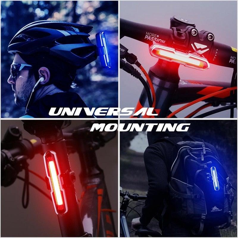 Bike Tail Light Ultra Bright Bike Light USB Rechargeable LED Bicycle Rear Light 5 Light Mode Headlights With Red + Blue Ultra Bright Bike Light USB Rechargeable LED Bicycle Rear Light Waterproof Helmet Light