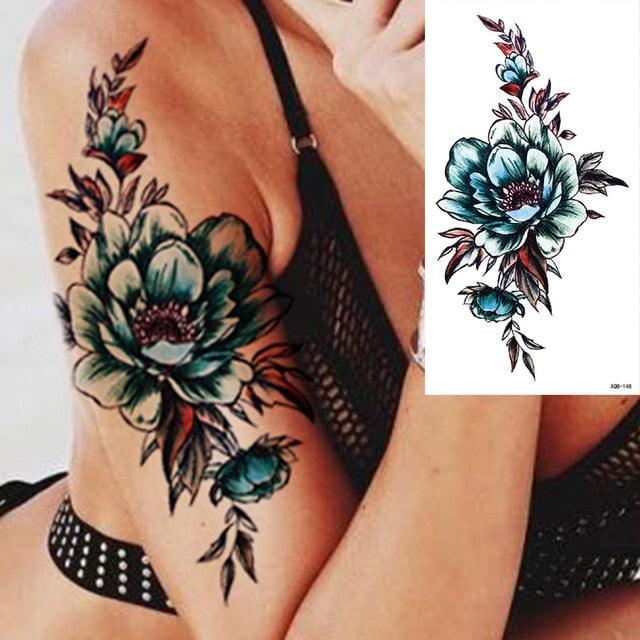 25 Sheets Flower Rose Luxury Tattoos Waterproof Temporary Sticker 3D Rose Flower Tattoos Body Art Arm Fake Tatoo For Womens - STEVVEX Beauty - 103, 3D Tattoo, Arm Tattoo, Beauty, Big Tattoo, Black Tattoos, Body Tattoo, Fashion Tattoo, Flower Tattoo, Luxury Tattoo, Stylish Tattoo, Tattoo, Waterproof Tattoo, Women Tattoo, Womens Tattoo - Stevvex.com