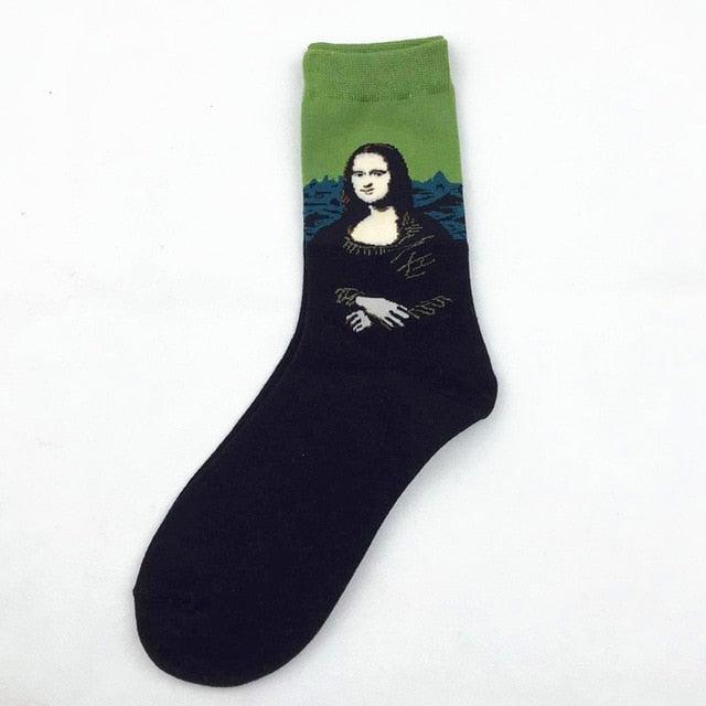 Classic Autumn Winter Retro Personality Art Van Gogh Mural World Famous Oil Painting Female Sock For Men And Women