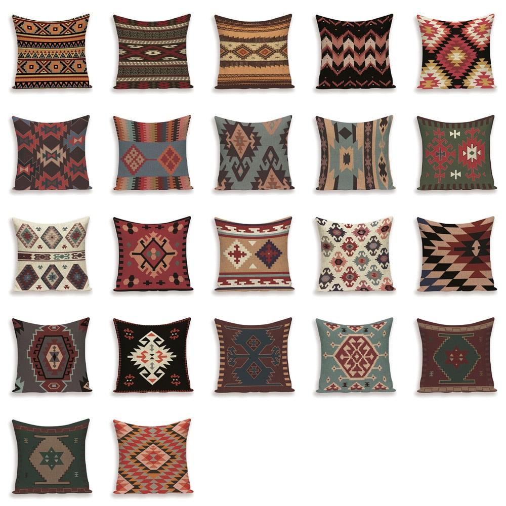 Geometric Throw Pillow Cover Cotton/Linen Brown Cushion Covers Decorative Comfortable Pillow Case For Home Decor Modern Square Cotton Linen Cushion Covers for Sofa Couch and Outdoor Décor 45x45cm