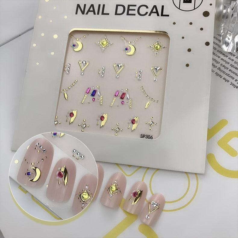 Bronzing Rhinestones Nail Art Decals 3D Sequins Holographic Nail Glitter Flakes Sequin Mirror Glitter Effect Decorations Nail Sticker Jewelry Design For Nails Sliders Tips Manicure Decoration Decoration Including Hearts Stars