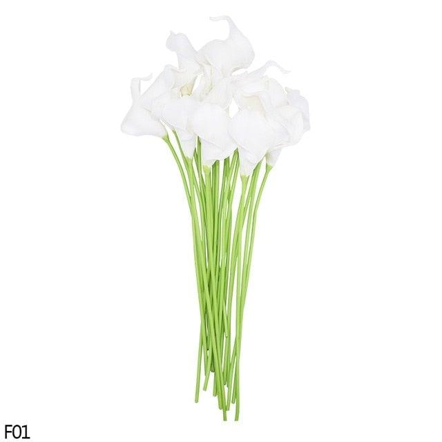 10Pcs High Quality Real Touch Calla Lily Artificial Flowers Bouquet For Wedding Bridal Home Kitchen Table Flower Decoration Home Decor