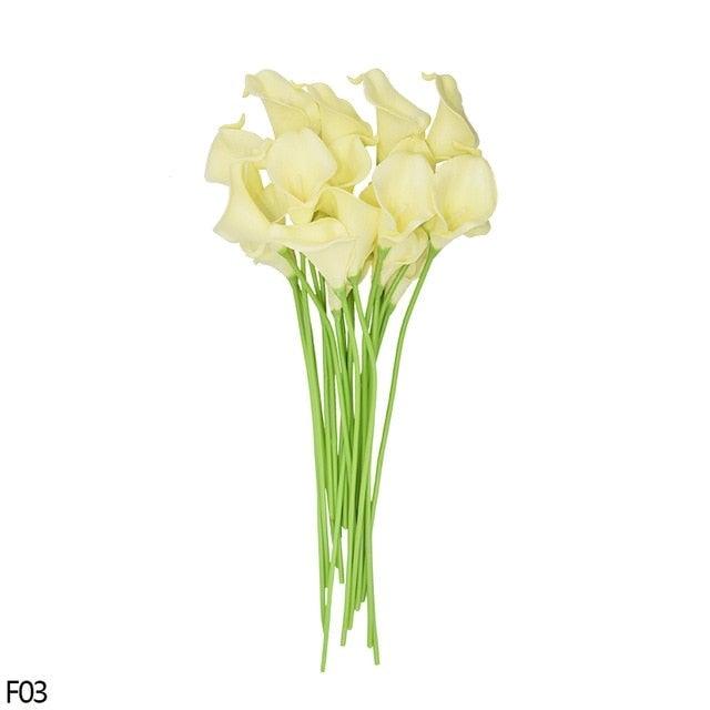 10Pcs High Quality Real Touch Calla Lily Artificial Flowers Bouquet For Wedding Bridal Home Kitchen Table Flower Decoration Home Decor