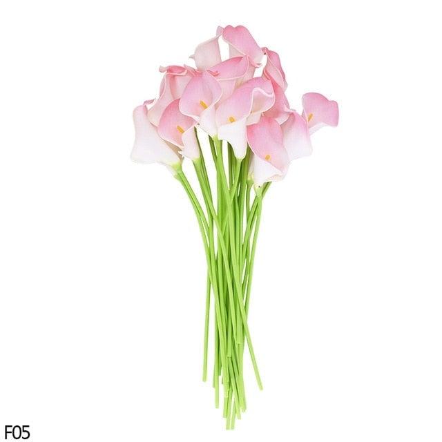 10Pcs High Quality Real Touch Calla Lily Artificial Flowers Bouquet For Wedding Bridal Home Kitchen Table Flower Decoration Home Decor