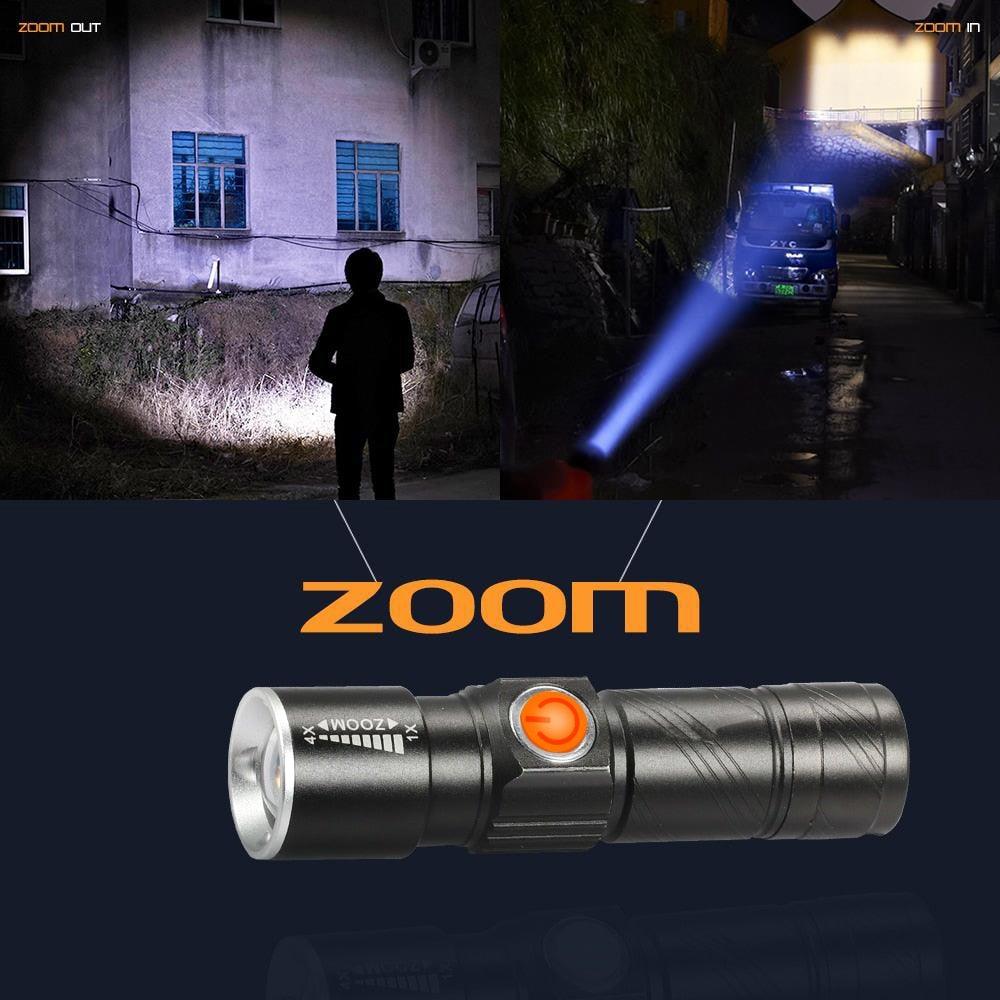 3 IN 1 Bike Bicycle Light Set USB LED Waterproof Super Bright Zoom Headlight Super Bright 3 Light Modes Bicycle Light Set Flashlight Easy Installs In Seconds Fits All Bicycles Powerful Bright Light 8000 Lumen