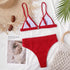 Female Swimsuit High Waist Bikini Women High Waist Swimsuits Triangle Bathing Suit V Neck Two Piece Bikini Sets Women Swimwear Two-pieces Bikini Set Ribbed Bather Bathing Suit Swim