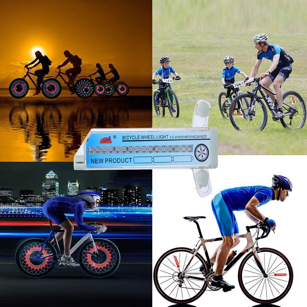 32 Pattern Bike Light Bicycle Wheel Light Double Display Flash 32 RGB LED Light Bicycle Spoke Lamp Night Riding Spoke Light For Men Present Super Bright Auto Off LED Cycling Bicycle Light