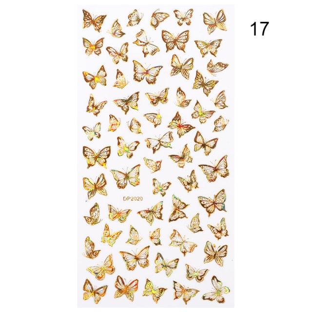 Summer Glitter Nail Decals Stickers Gold Black White Leaf Manicuring Foils Geometric Slider Nail Art Adhesive Decor Adhesive 3D Wave Design Decoration for Women Girls Art Stickers Decal Decoration Metallic Curve Strip Line Nail Decor