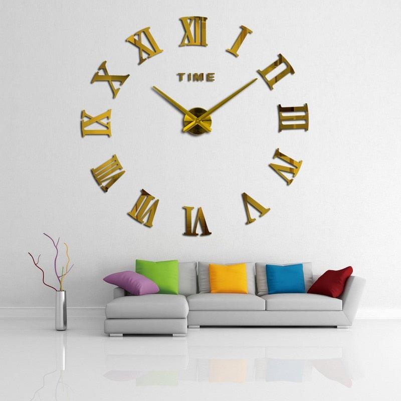 Wall Clock Promotion New Home Decor Large Roman Mirror 3D Wall Clock Mirror Surface Decorative Clock Large Wall Sticker Clock for Living Room Bedroom Office Home Decorations Fashion  Modern Quartz Clocks Living Room  Sticker Watch