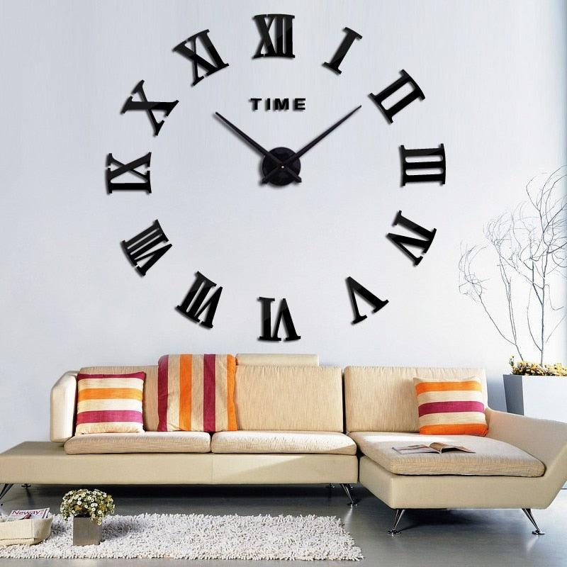 Wall Clock Promotion New Home Decor Large Roman Mirror 3D Wall Clock Mirror Surface Decorative Clock Large Wall Sticker Clock for Living Room Bedroom Office Home Decorations Fashion  Modern Quartz Clocks Living Room  Sticker Watch