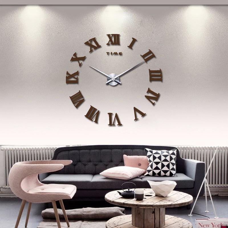 Wall Clock Promotion New Home Decor Large Roman Mirror 3D Wall Clock Mirror Surface Decorative Clock Large Wall Sticker Clock for Living Room Bedroom Office Home Decorations Fashion  Modern Quartz Clocks Living Room  Sticker Watch