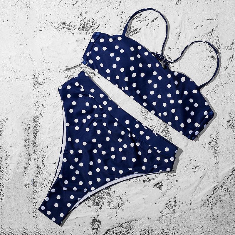 Bikinis Solid Push Up Bikini Padded Bra Straps High Waist Swimsuit Female Swimwear Women's Bathing Suit Lace up Bikini Ribbed Two Piece Swimsuit