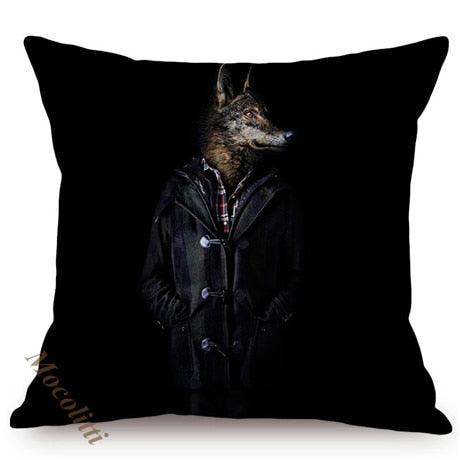 Nordic Art Posters Style Pillow Covers Decorative Cushion Cover Zebra Giraffe Elephant Horse Fashion Animal Wearing Hat Sofa Throw Pillow Case