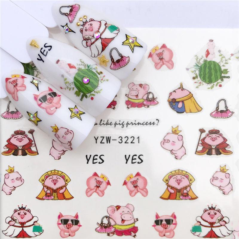 Flower Animal Designs Water Transfer Sticker Nail Art Decals Fashion Wraps Tips Manicure Tools Nail Watermark Decals iridescent Decoration Nail Self-Adhesive Decals Nail Stickers Water Transfer Fresh Nail Decals for Nail Art