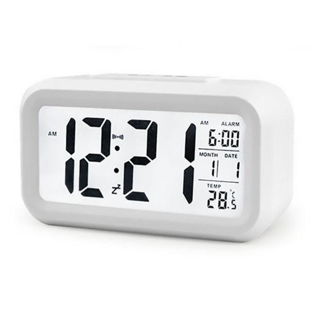 Digital Alarm Clock Voice Alarm Clock Intelligent Smart Timer Creative Students Mute LED Electronic Warning Machinery Gifts Battery Operated LCD Electronic Clock for Bedroom Home Kitchen Office Outdoor