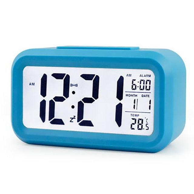 Digital Alarm Clock Voice Alarm Clock Intelligent Smart Timer Creative Students Mute LED Electronic Warning Machinery Gifts Battery Operated LCD Electronic Clock for Bedroom Home Kitchen Office Outdoor