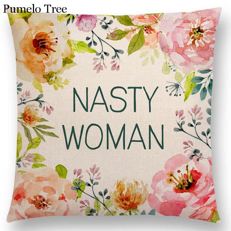 Newest Floral Quotes Decorative Pillow Covers Fresh Flowers Garland Inspirational Words Decorative Cotton Linen Throw Pillow Cushion Covers And Gifts For Women Daughter Mum Best Friend Birthday Home Decorations