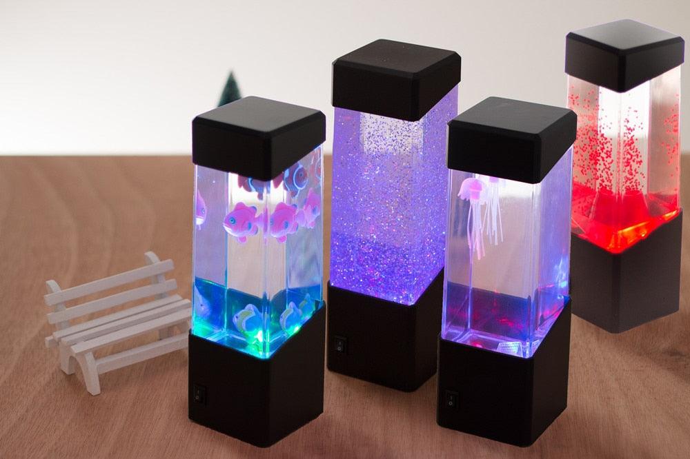 LED Jellyfish Night Light Tank Aquarium Style LED Lamp Sensory Autism Lava Lamp LED Desk Lamp Home Décor USB Power Cute Study Lamps for Bedroom Décor