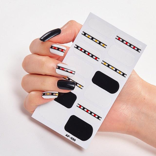 Full Cover Nail Stickers Nail Polish Nail Decoration Nails Sticker Designer Self Adhesive Nail Sticker Creative Nail Art Sticker Sticker Nail Decorations Accessories Metal Curve Stripe Lines Design Letter Nail Sticker Adhesive Decoration Template