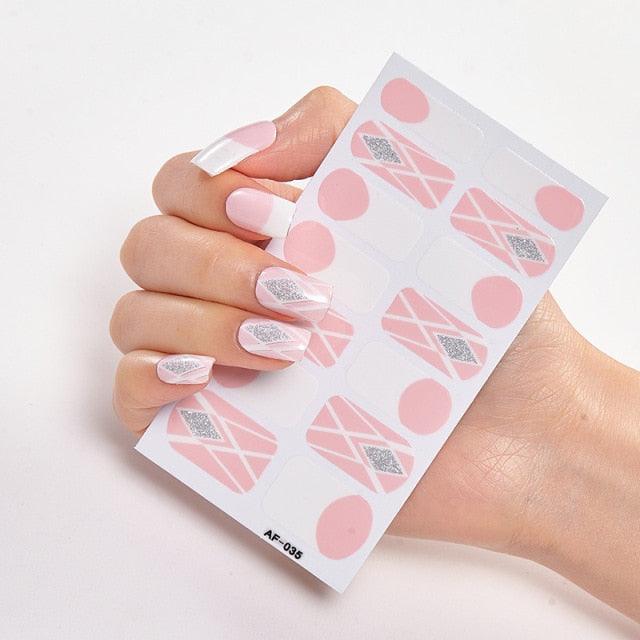 Full Cover Nail Stickers Nail Polish Nail Decoration Nails Sticker Designer Self Adhesive Nail Sticker Creative Nail Art Sticker Sticker Nail Decorations Accessories Metal Curve Stripe Lines Design Letter Nail Sticker Adhesive Decoration Template