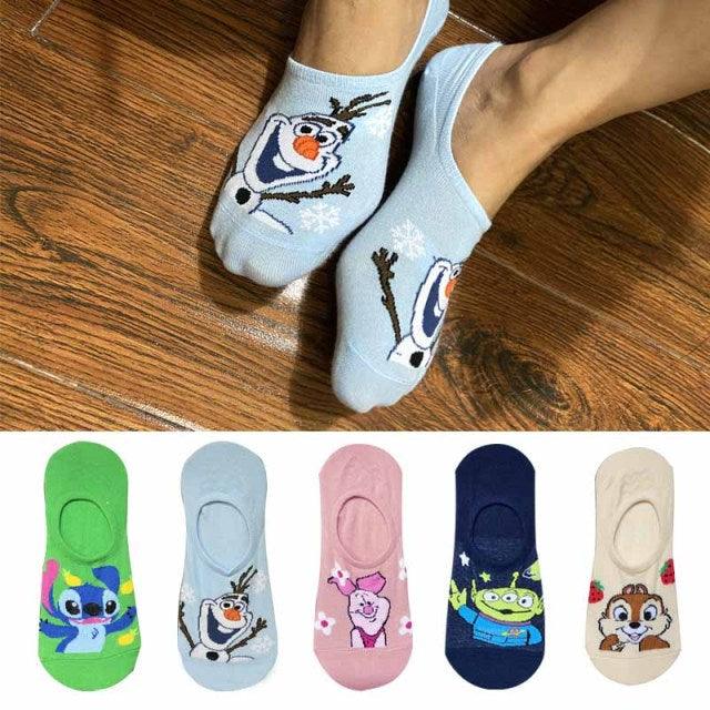 5 pairs Summer Socks Female Cartoon Animal Bear Mouse Socks Cute Funny Invisible Cotton Ankle Socks For Women