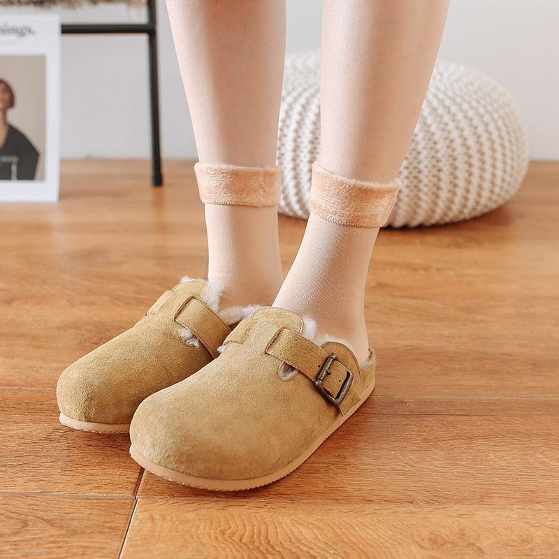 3Pairs Female Winter Warm Thicken Thermal Soft Casual Solid Color Socks Wool Cashmere Home Snow Boots Velvet Home Floor Sock For Women