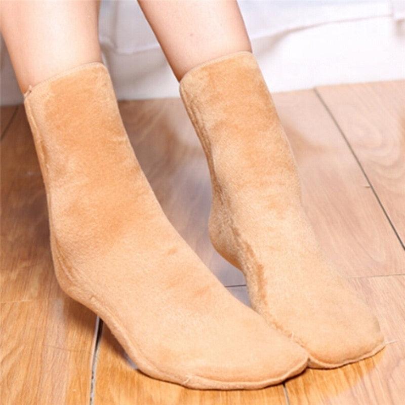 3Pairs Female Winter Warm Thicken Thermal Soft Casual Solid Color Socks Wool Cashmere Home Snow Boots Velvet Home Floor Sock For Women