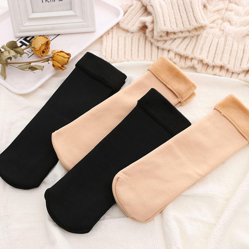 3Pairs Female Winter Warm Thicken Thermal Soft Casual Solid Color Socks Wool Cashmere Home Snow Boots Velvet Home Floor Sock For Women