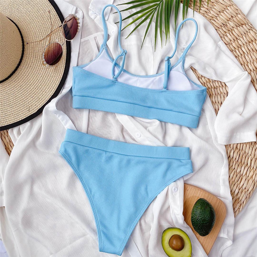 Female High Waist Swimsuit Bikini Sports Swimsuits For Women Two Piece Crop Top Bikini Set High Waist High Cut Bathing Suits Women Swimwear Two-piece Bikini Set Bathing Suit Swimwear