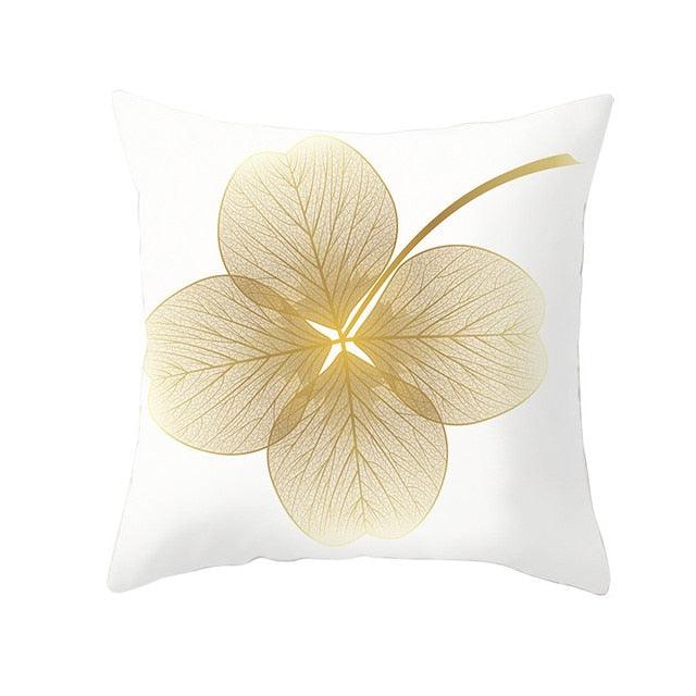 Tropical Leaf Flower Green Yellow Pillowcase Decorative Throw Pillow Case Cushion Cover Gold Stamping Leaves Polyester Cushion Cover Throw Pillow Decorative Cushions Home Decor Pillow Covers