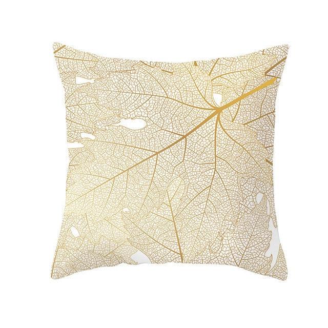 Tropical Leaf Flower Green Yellow Pillowcase Decorative Throw Pillow Case Cushion Cover Gold Stamping Leaves Polyester Cushion Cover Throw Pillow Decorative Cushions Home Decor Pillow Covers