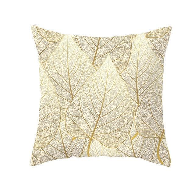 Tropical Leaf Flower Green Yellow Pillowcase Decorative Throw Pillow Case Cushion Cover Gold Stamping Leaves Polyester Cushion Cover Throw Pillow Decorative Cushions Home Decor Pillow Covers