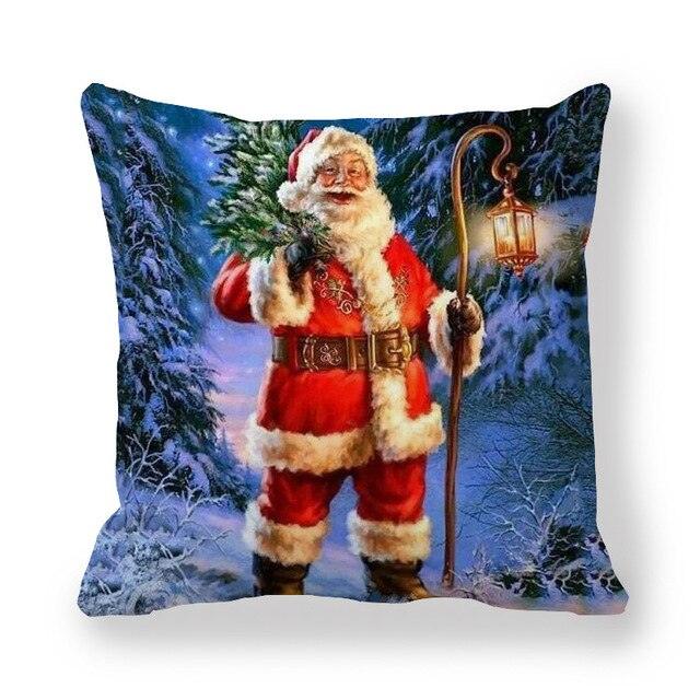 Christmas Pillowcase Holiday Decoration Christmas Santa Pillow Covers Santa Claus Pillow Covers Christmas Sofa Throw Pillow Home Cushion Cover Christmas Snowman Print Pillowcase Letter 45x45CM