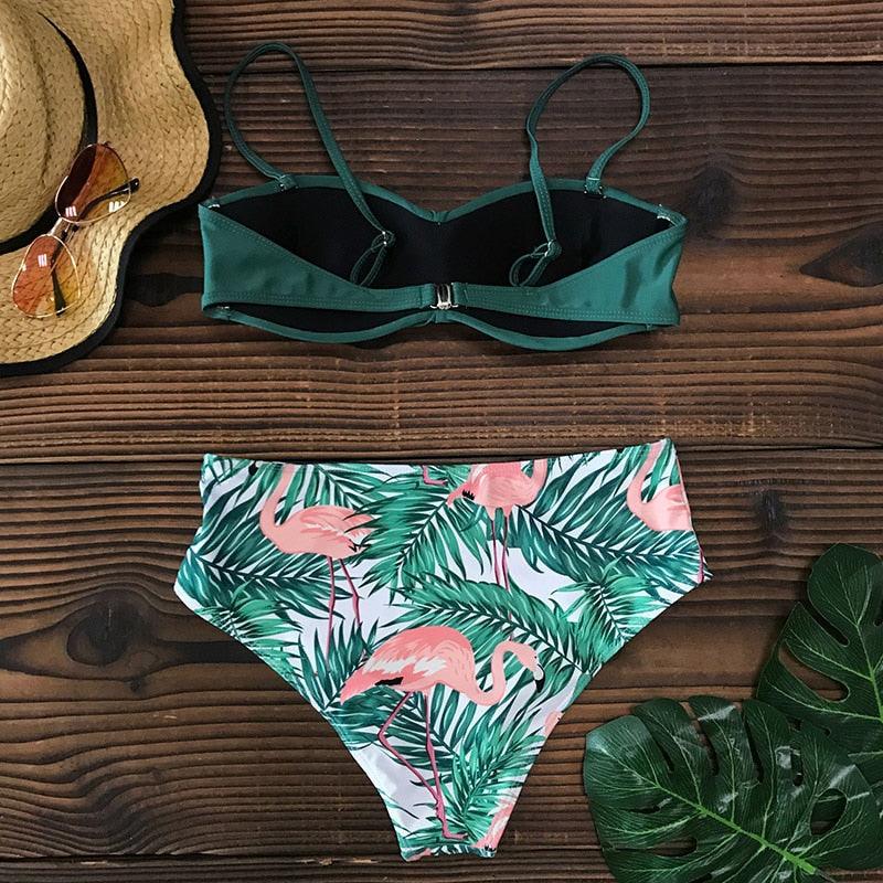 Bikini Female Swimsuit Women Swimwear Push Up Bikinis Set High Waist Swimming Suits Two Piece Set Women Swimsuit Solid Printed Bikini Push-Up Pad Swimwear Set Beachwear Ruffled Bathing Suit