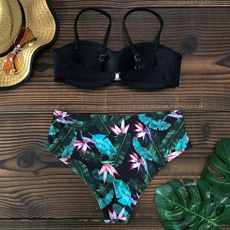 Bikini Female Swimsuit Women Swimwear Push Up Bikinis Set High Waist Swimming Suits Two Piece Set Women Swimsuit Solid Printed Bikini Push-Up Pad Swimwear Set Beachwear Ruffled Bathing Suit