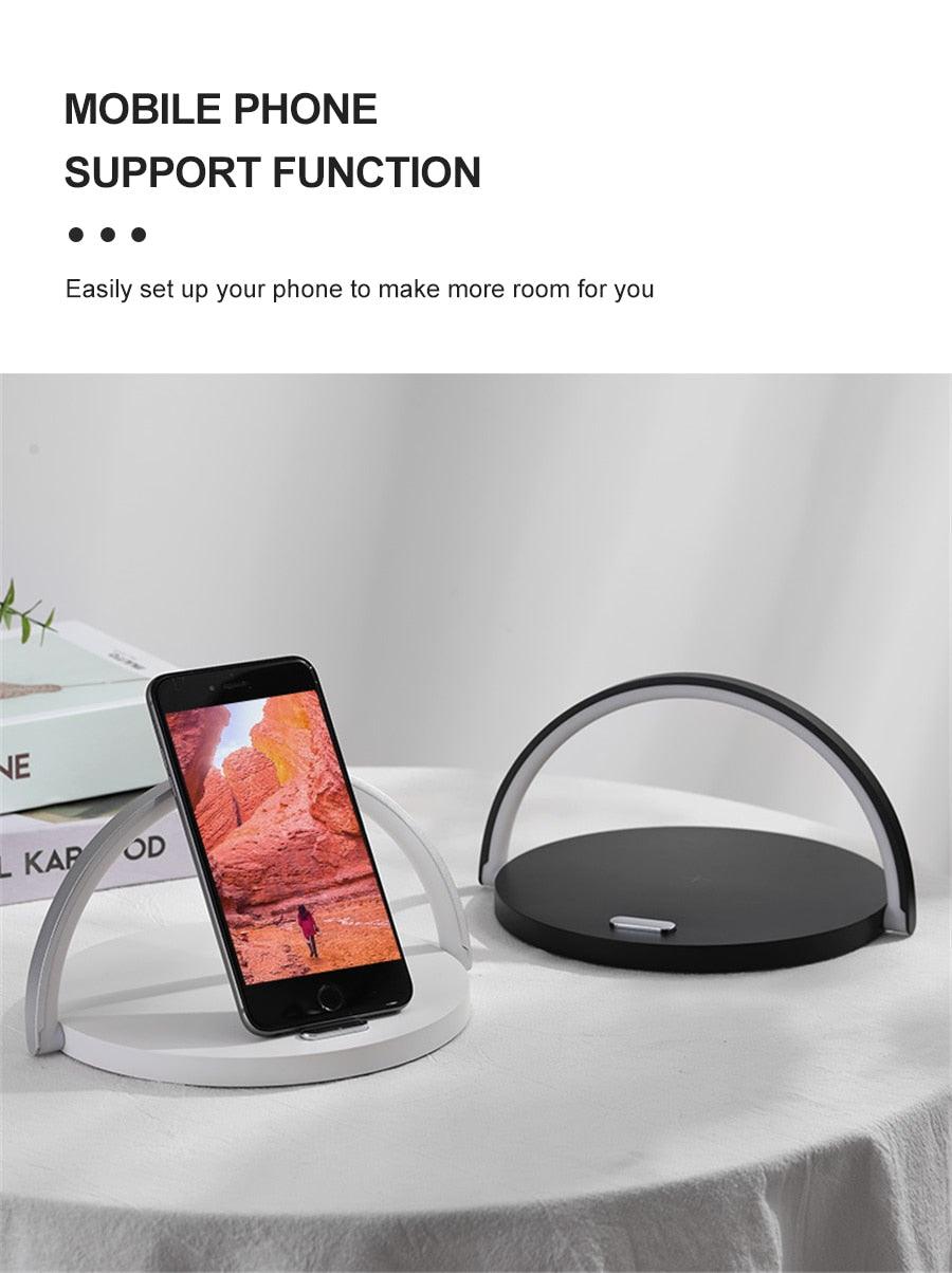 Wireless Charger LED Night Light Table Lamp Adjustable Angle Charging for iPhone Samsung Huawei Xiaomi Touch Switch Phone Holder Decorative Table Lamp Cute Study Lamps for Bedroom Décor