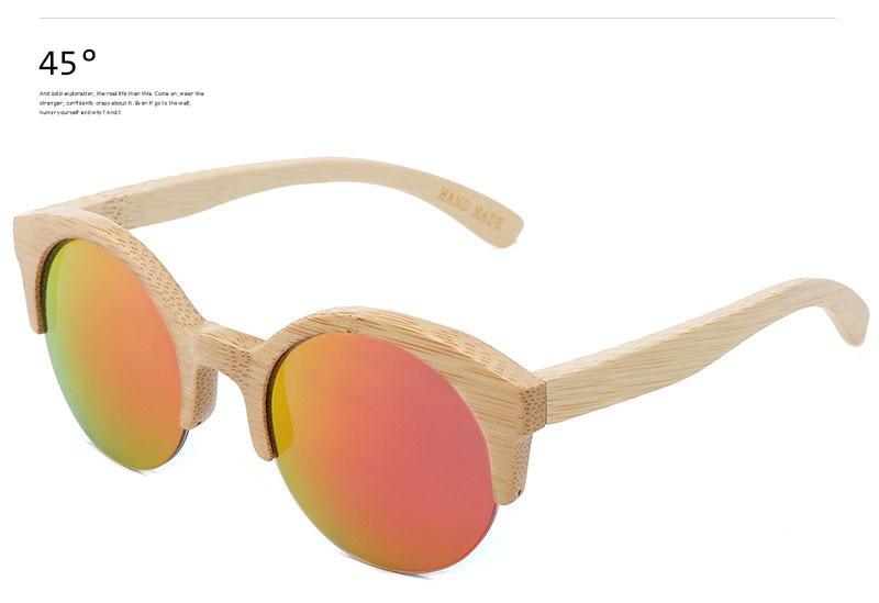 Elegant Wooden Design Classic Sunglasses Design Stylish Popular Wooden Sunglasses For Men & Women  Round Bamboo Glasses Mirror Sun Glasses Retro Glasses