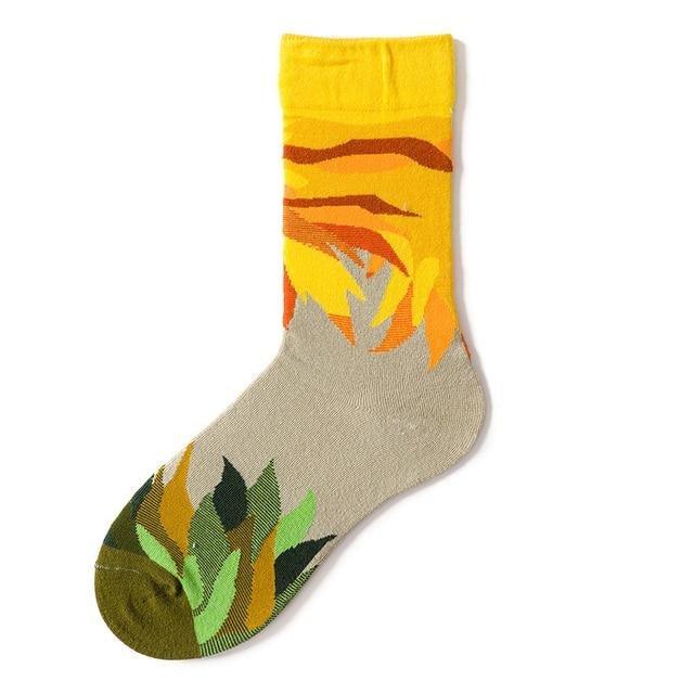 Novelty Happy Funny Women Graphic Short Socks Socks Combed Out Of Pure Cotton Art Abstract Oil Painting Socks French Style Crew Socks For Men And Women